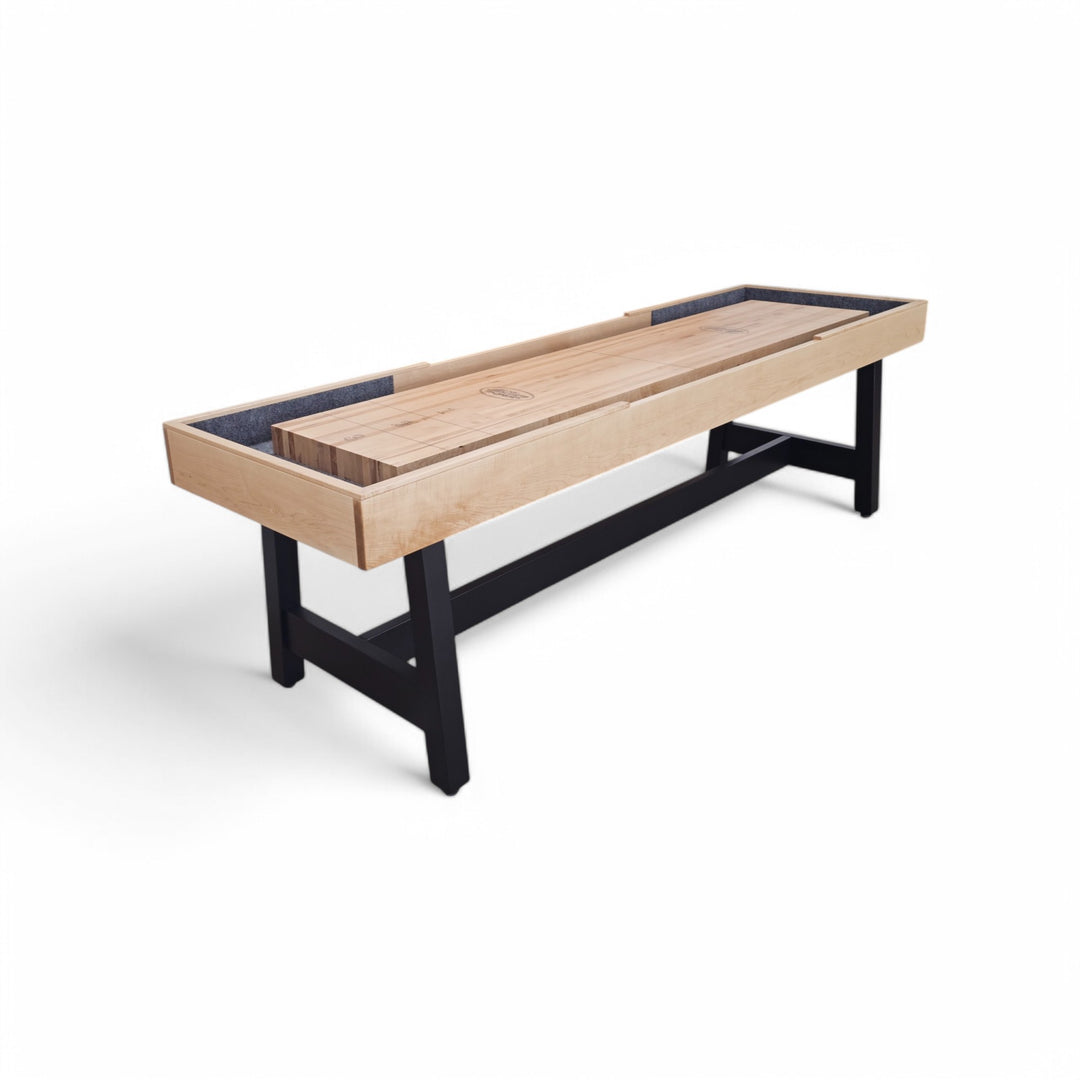 9' Contempo Shuffleboard Table Black/Natural with Wood Legs