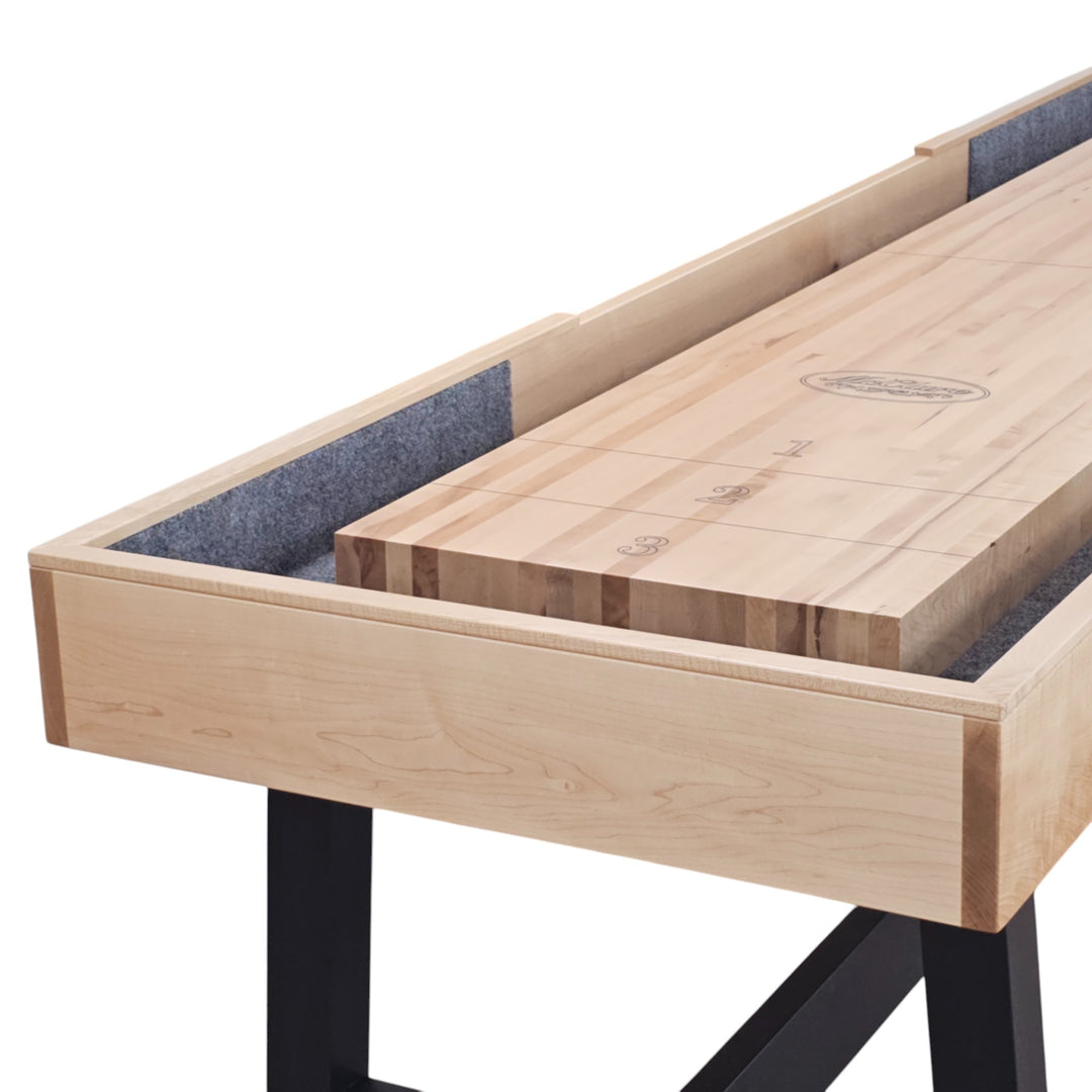 9' Contempo Shuffleboard Table Black/Natural with Wood Legs