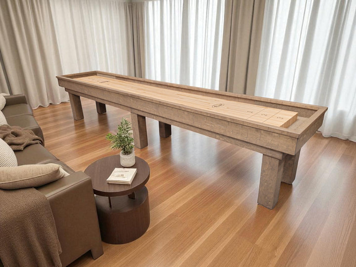 14' Dakota II Etch Wood Maple Shuffleboard Table ( Smokey Pecan Finish )