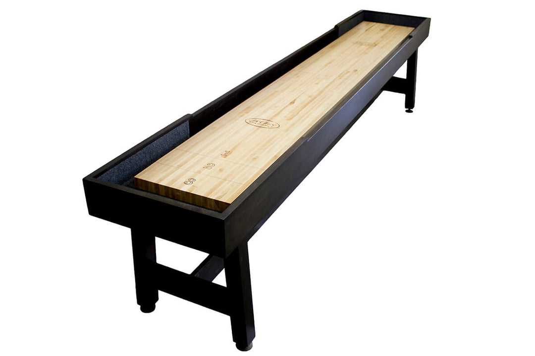 12' Contempo Shuffleboard Table Black Opaque With Wood Legs