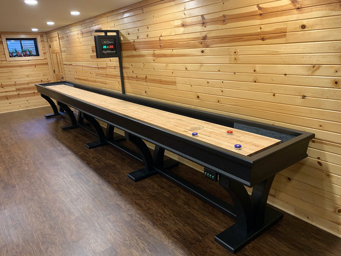 Hudson vs McClure Shuffleboard Table Comparison Room Shot