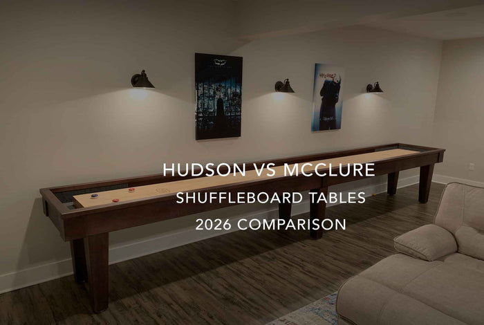 Hudson vs McClure shuffleboard tables 2026 model comparison in modern home game room