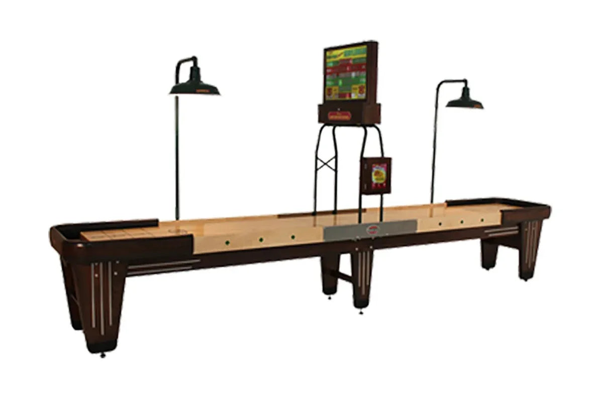 Rock-Ola 16 Foot Shuffleboard in Solid Walnut & Maple Wood