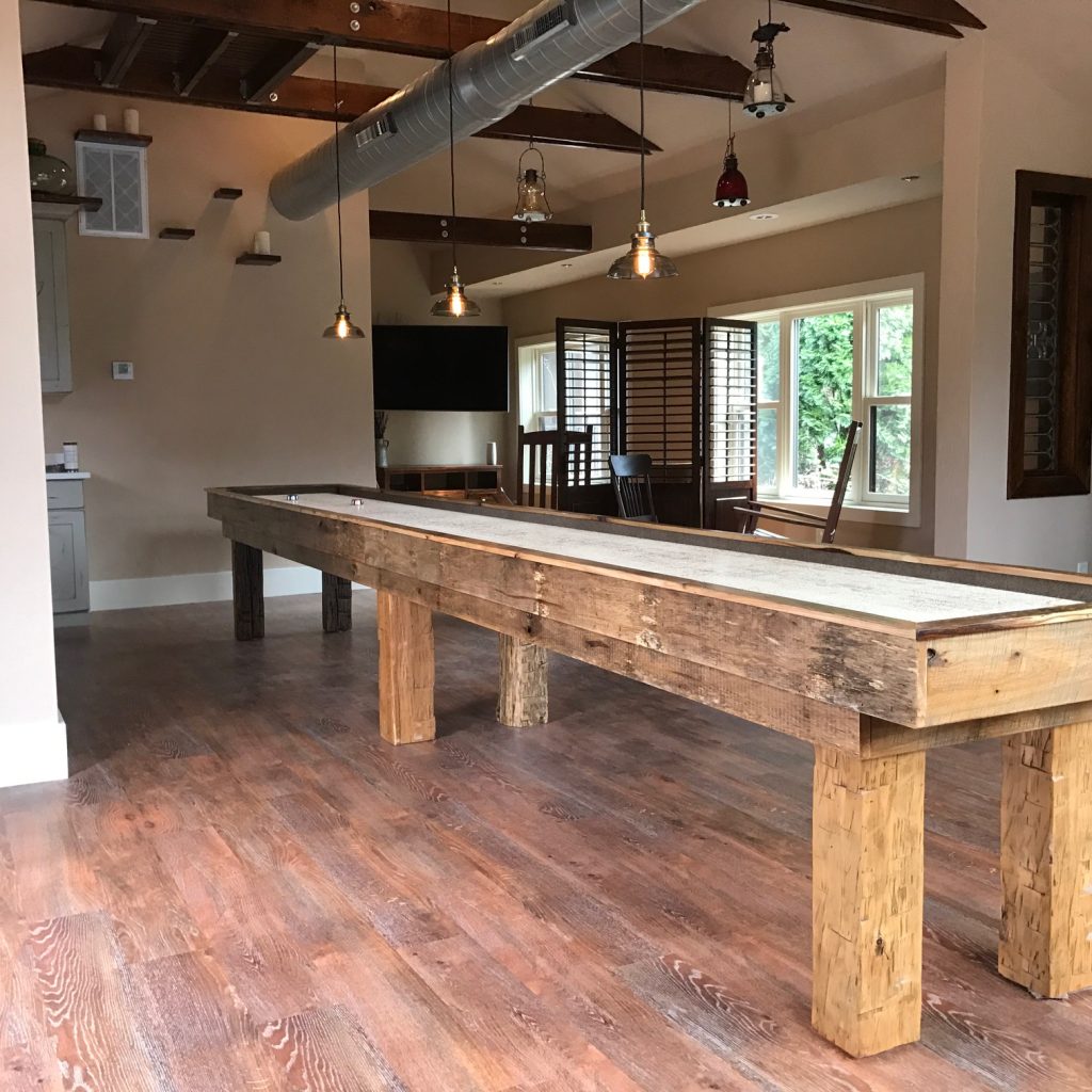 Bring a Custom Shuffleboard Table to Your Hunting Lodge Themed Man Cave