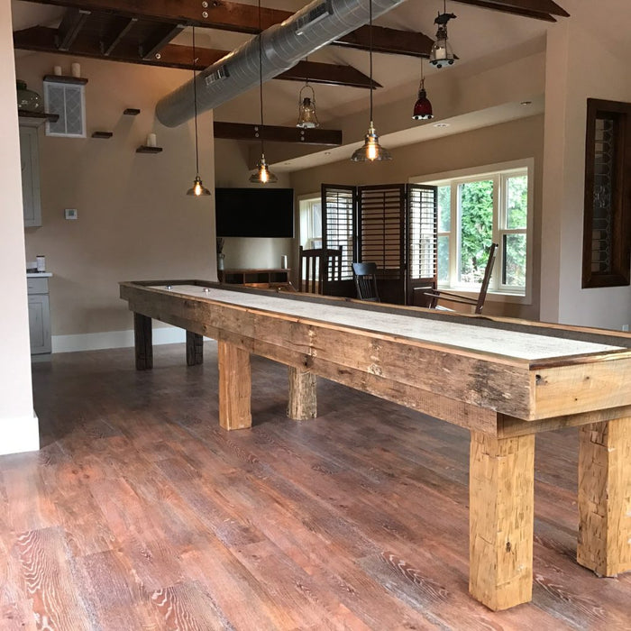 Bring a Custom Shuffleboard Table to Your Hunting Lodge Themed Man Cave