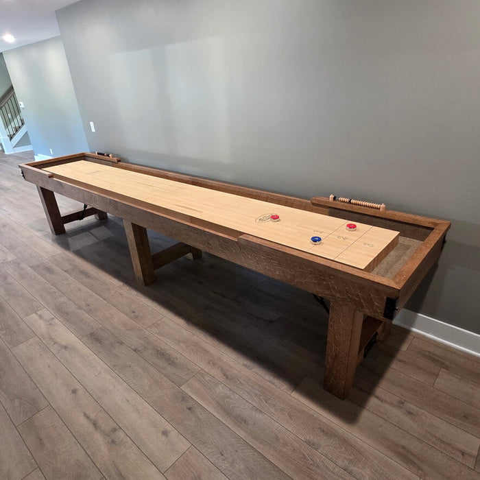 True 3 inch thick shuffleboard table in a room