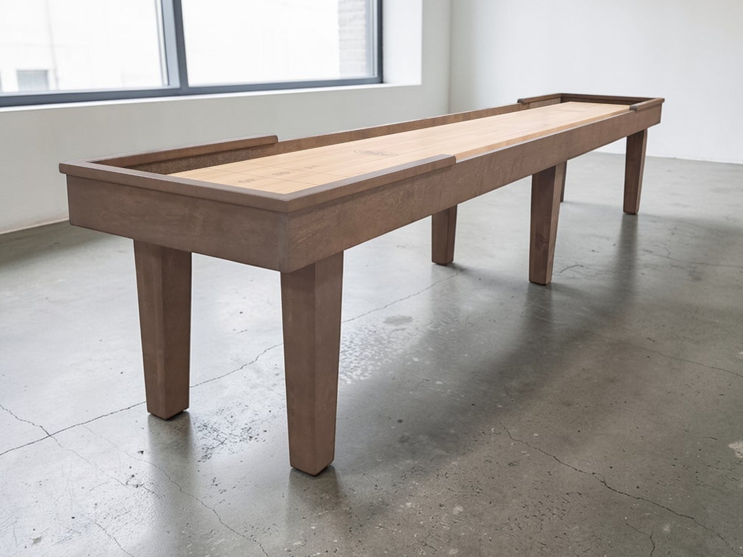 14 Foot Hamilton Shuffleboard Table - Maple in Smoky Pecan Finish