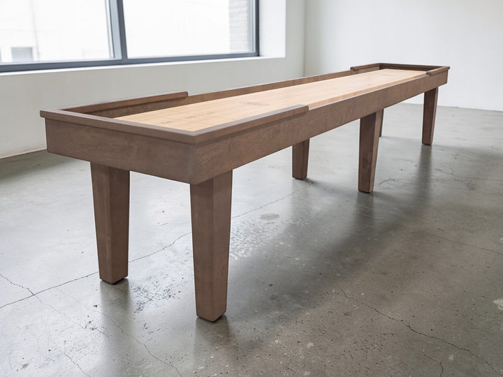 14 Foot Hamilton Shuffleboard Table - Maple in Smoky Pecan Finish