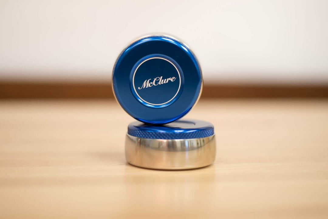 Pro Weights Stainless Steel Pucks with Aluminum Caps - Red/Blue