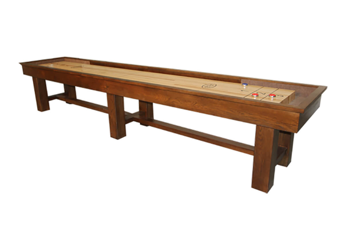 14 Foot Ponderosa Oak Shuffleboard Table | McClure Tables | Rustic