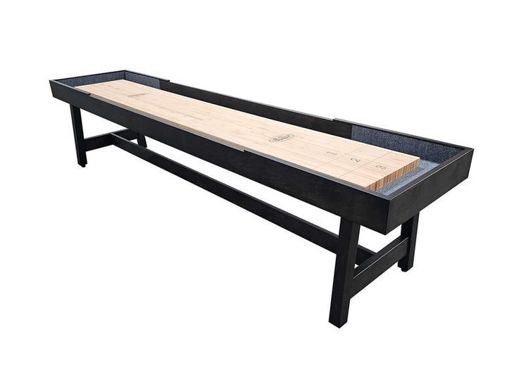 12' Contempo Shuffleboard Table Black Rubbed with Wood Legs ( 2" x 20" Playboard )