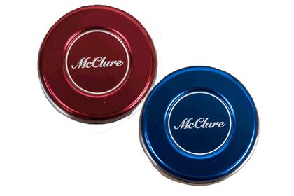Pro Weights Stainless Steel Pucks with Aluminum Caps - Red/Blue - McClure Tables