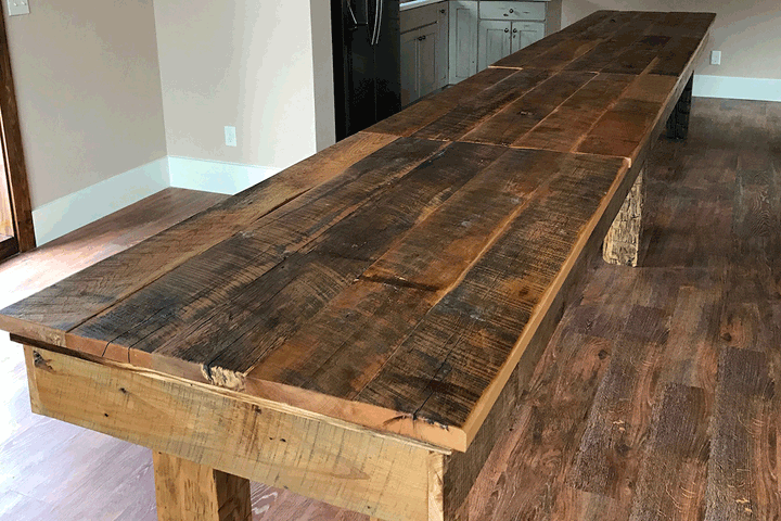 Shuffleboard Dining Top Solid Hardwood Reclaimed  12 Foot