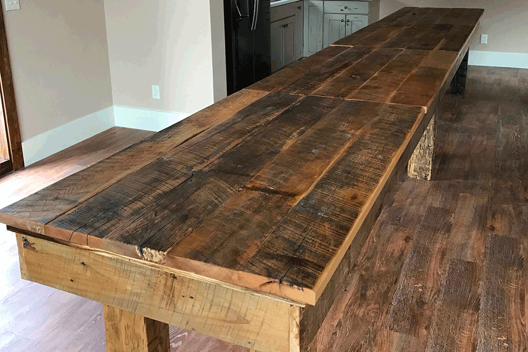 Shuffleboard Dining Top Solid Hardwood Reclaimed  18 Foot