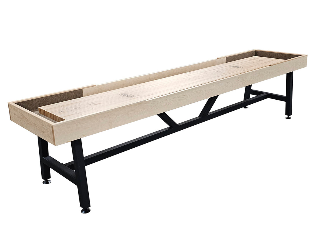 12' Contempo Shuffleboard Table V-Metal Base Natural Black ( 3" Playboard )