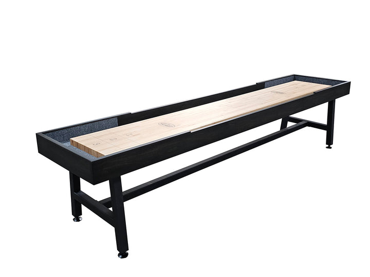 12' Contempo Shuffleboard Table Black Rubbed W Metal Base ( 3" Playboard )